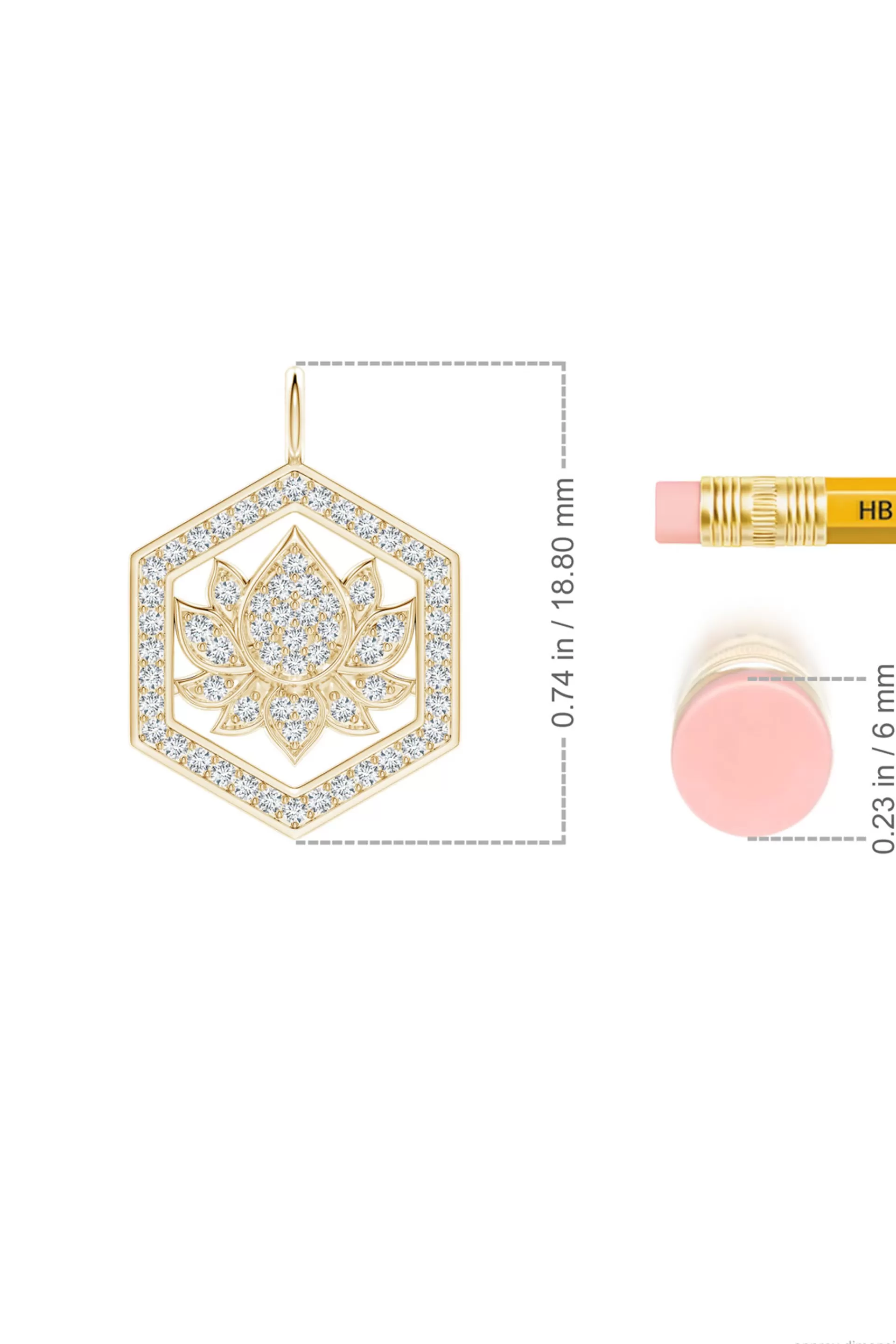 Natori Necklaces | Indochine<Indochine Spirit 14k Hexagon Frame Lotus Pave Diamond Pendant Necklace 14K Yellow Gold
