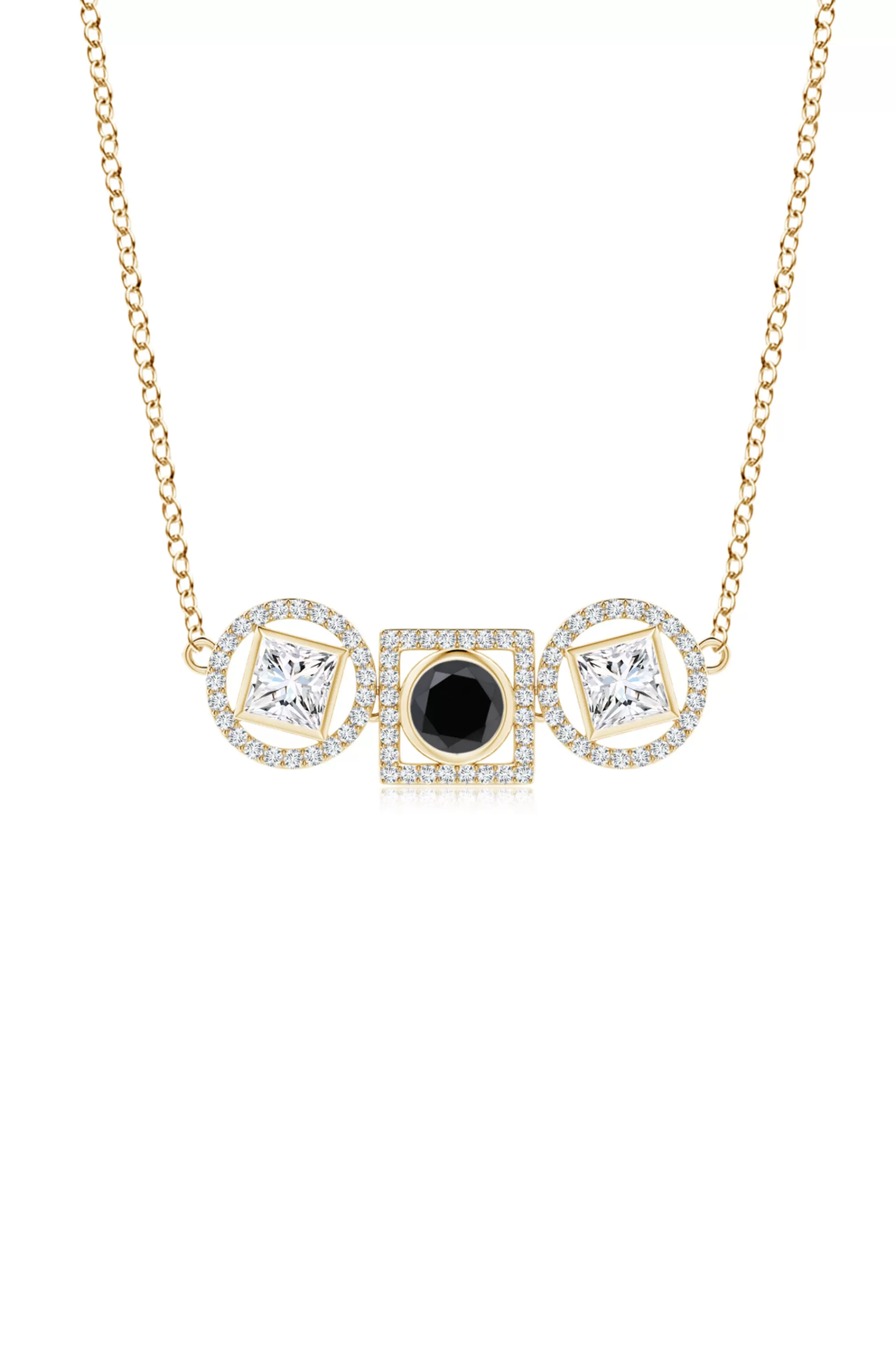 Natori Necklaces | Infinity<Infinity 14K Gold With Black & White Diamond Three Stone Halo Necklace