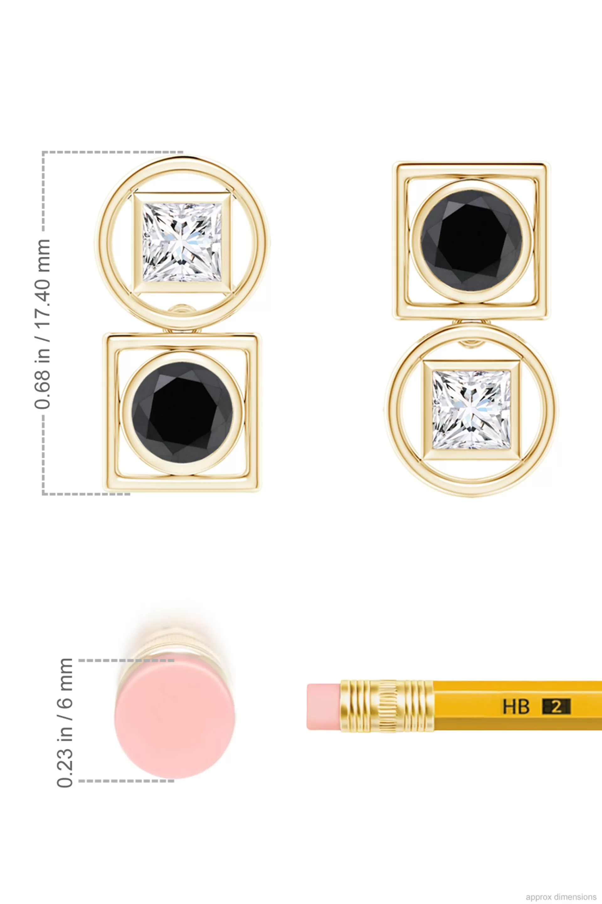 Natori Earrings | Infinity<Infinity 14K Gold With Black & White Diamond Two Stone Studs