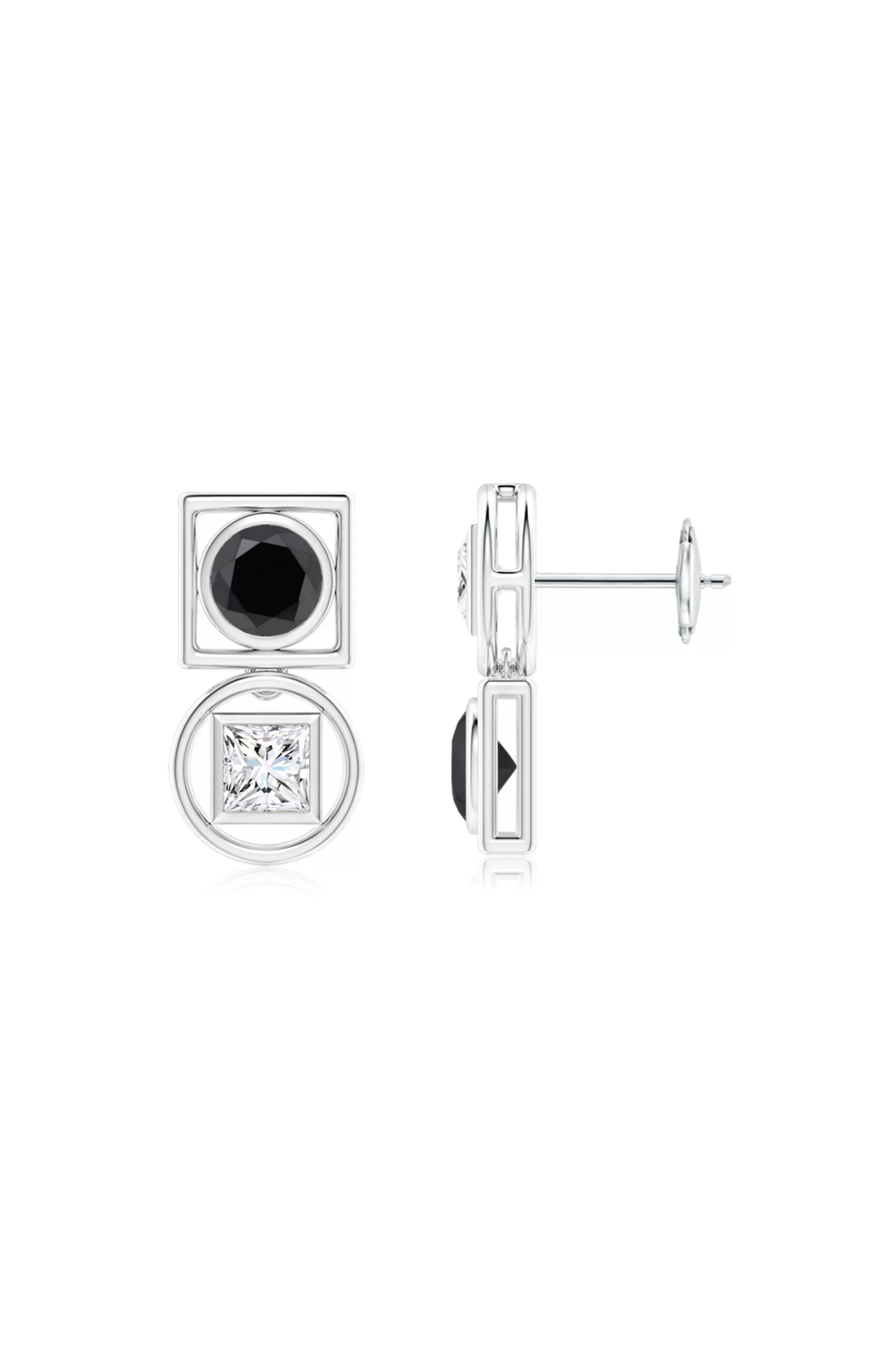 Natori Earrings | Infinity<Infinity 14K Gold With Black & White Diamond Two Stone Studs