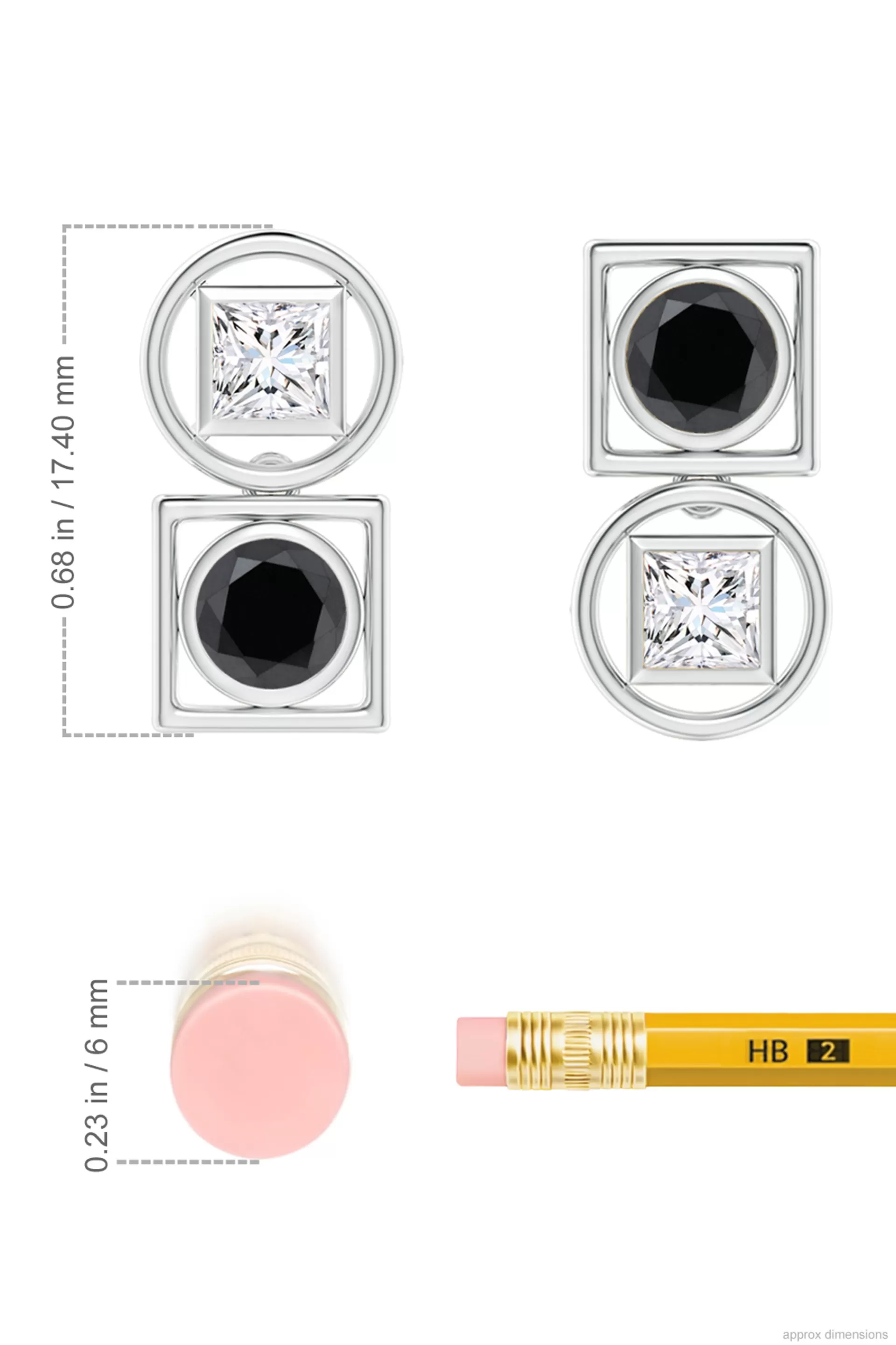 Natori Earrings | Infinity<Infinity 14K Gold With Black & White Diamond Two Stone Studs