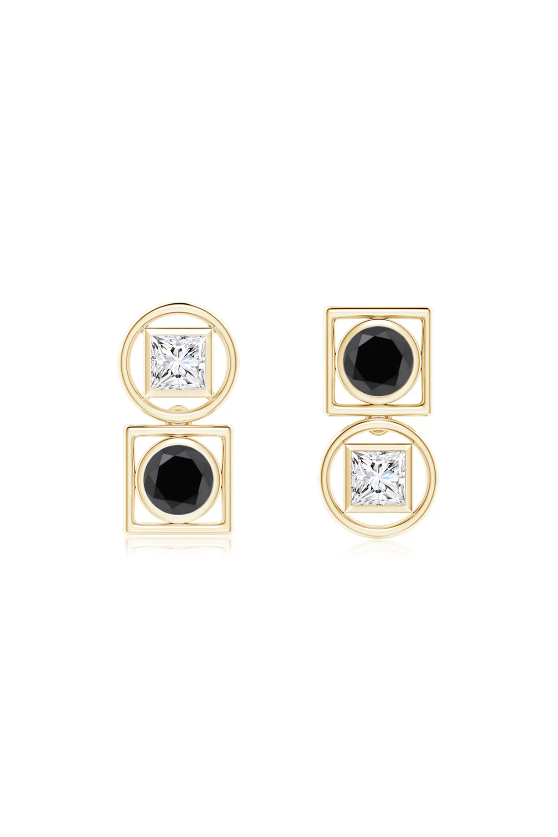 Natori Earrings | Infinity<Infinity 14K Gold With Black & White Diamond Two Stone Studs