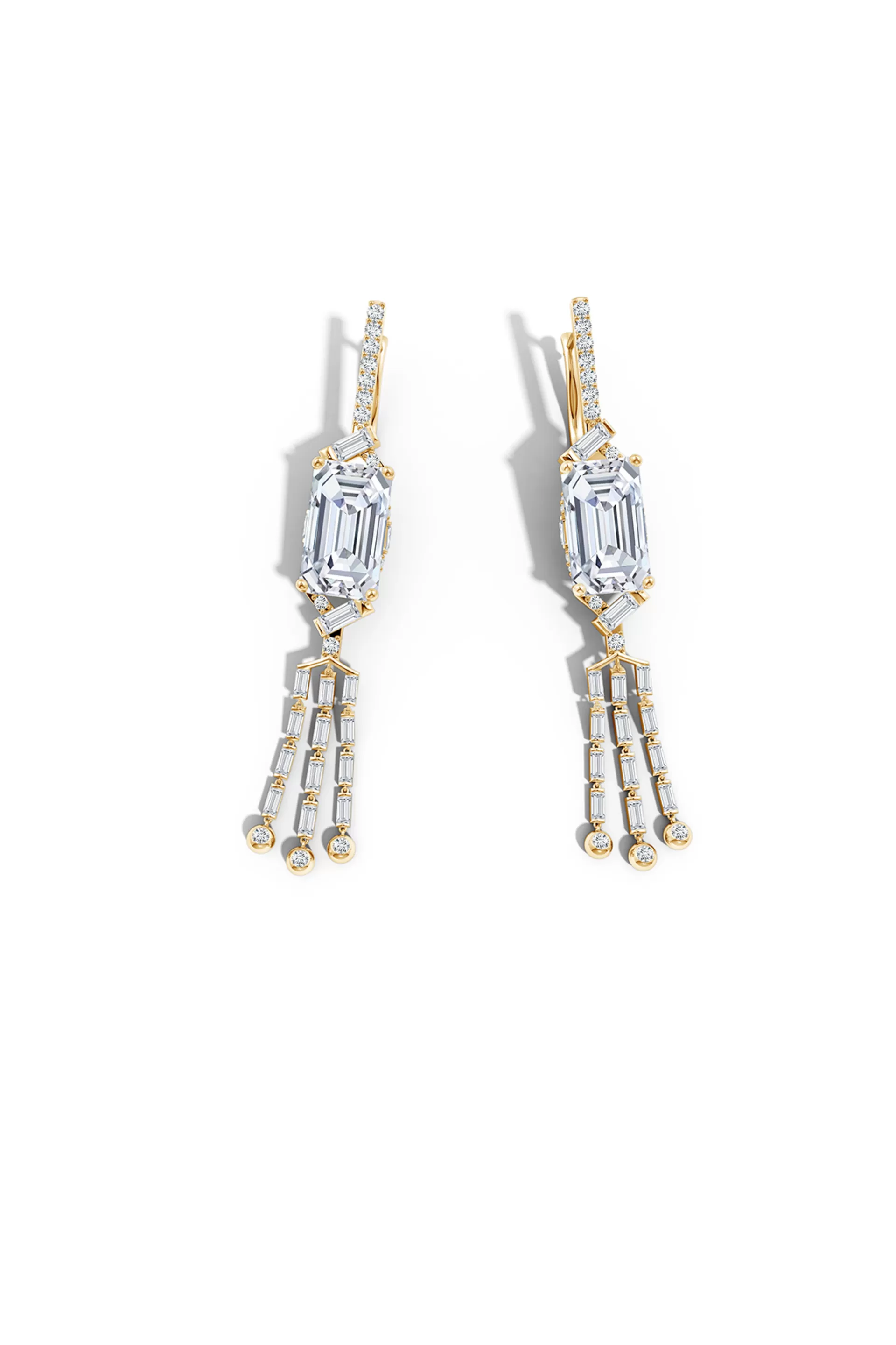 Natori Earrings | Orient Express<Orient Express Lab-Grown 14K Gold Emerald Cut & Baguette Diamond Tassel Drop Earrings