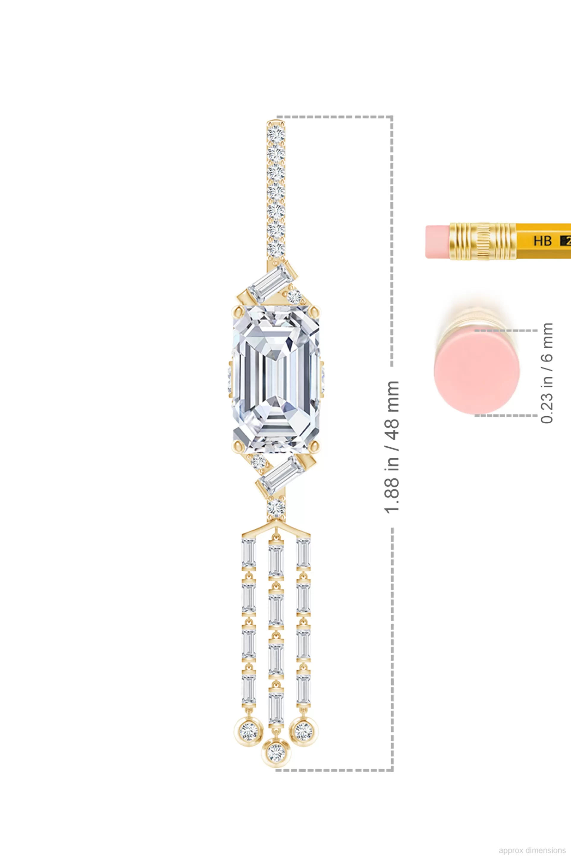 Natori Earrings | Orient Express<Orient Express Lab-Grown 14K Gold Emerald Cut & Baguette Diamond Tassel Drop Earrings