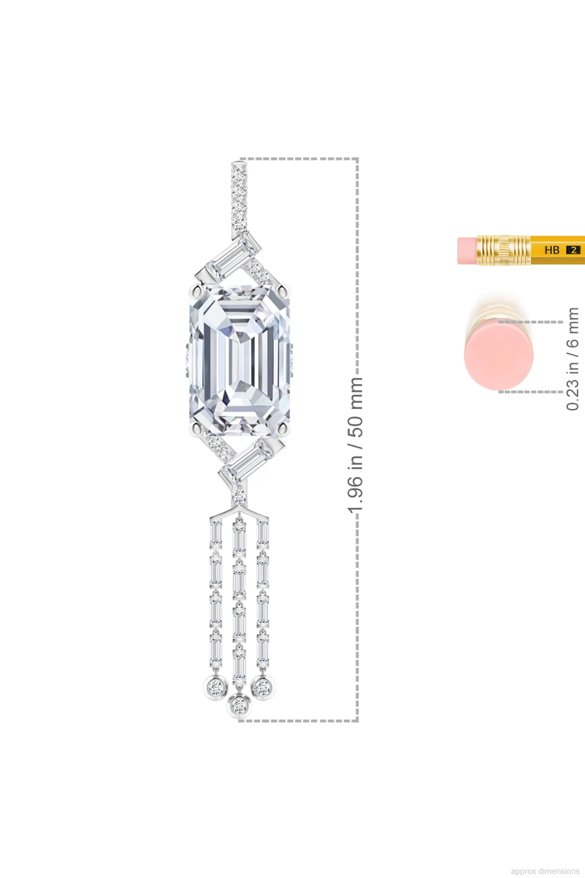 Natori Necklaces | Orient Express<Orient Express Lab-Grown 14K Gold Emerald Cut & Baguette Diamond Tassel Drop Pendant Necklace