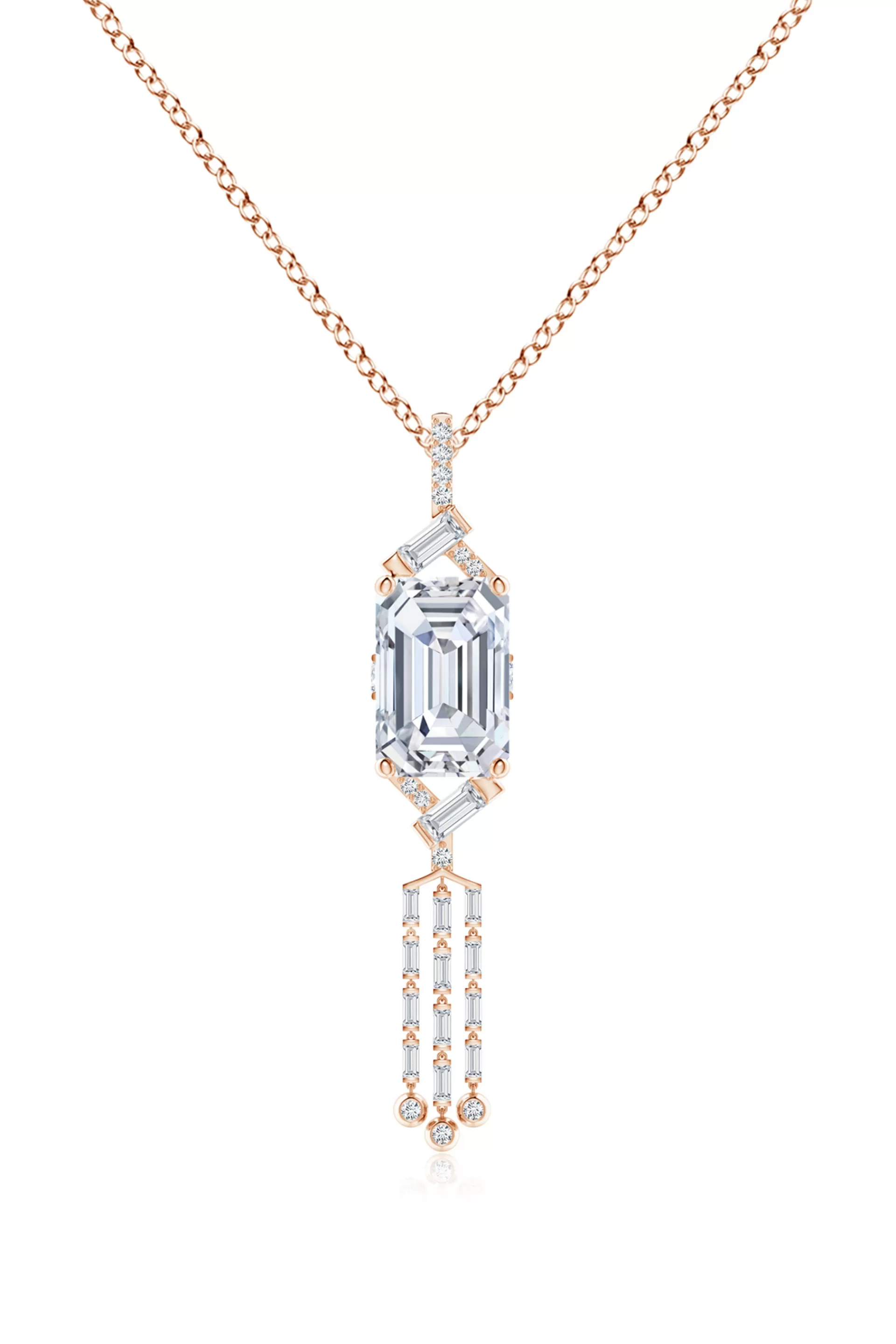 Natori Necklaces | Orient Express<Orient Express Lab-Grown 14K Gold Emerald Cut & Baguette Diamond Tassel Drop Pendant Necklace
