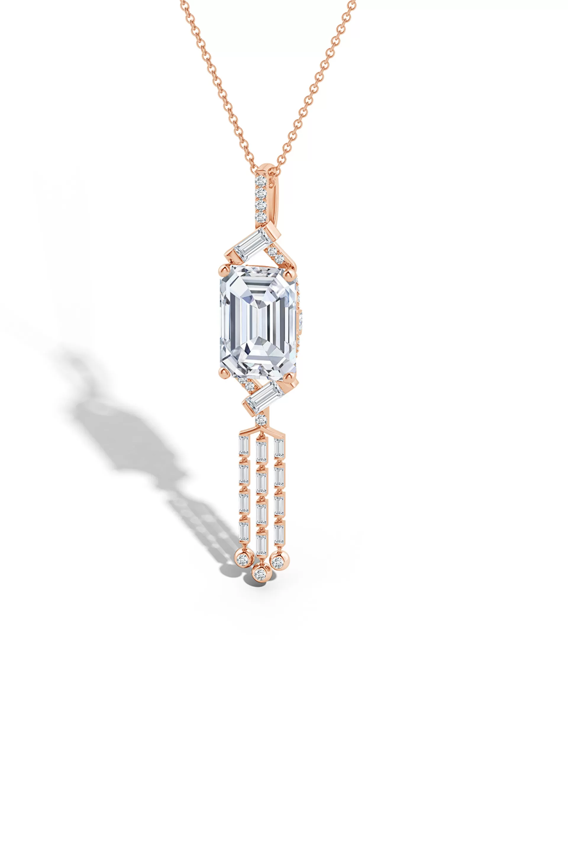 Natori Necklaces | Orient Express<Orient Express Lab-Grown 14K Gold Emerald Cut & Baguette Diamond Tassel Drop Pendant Necklace