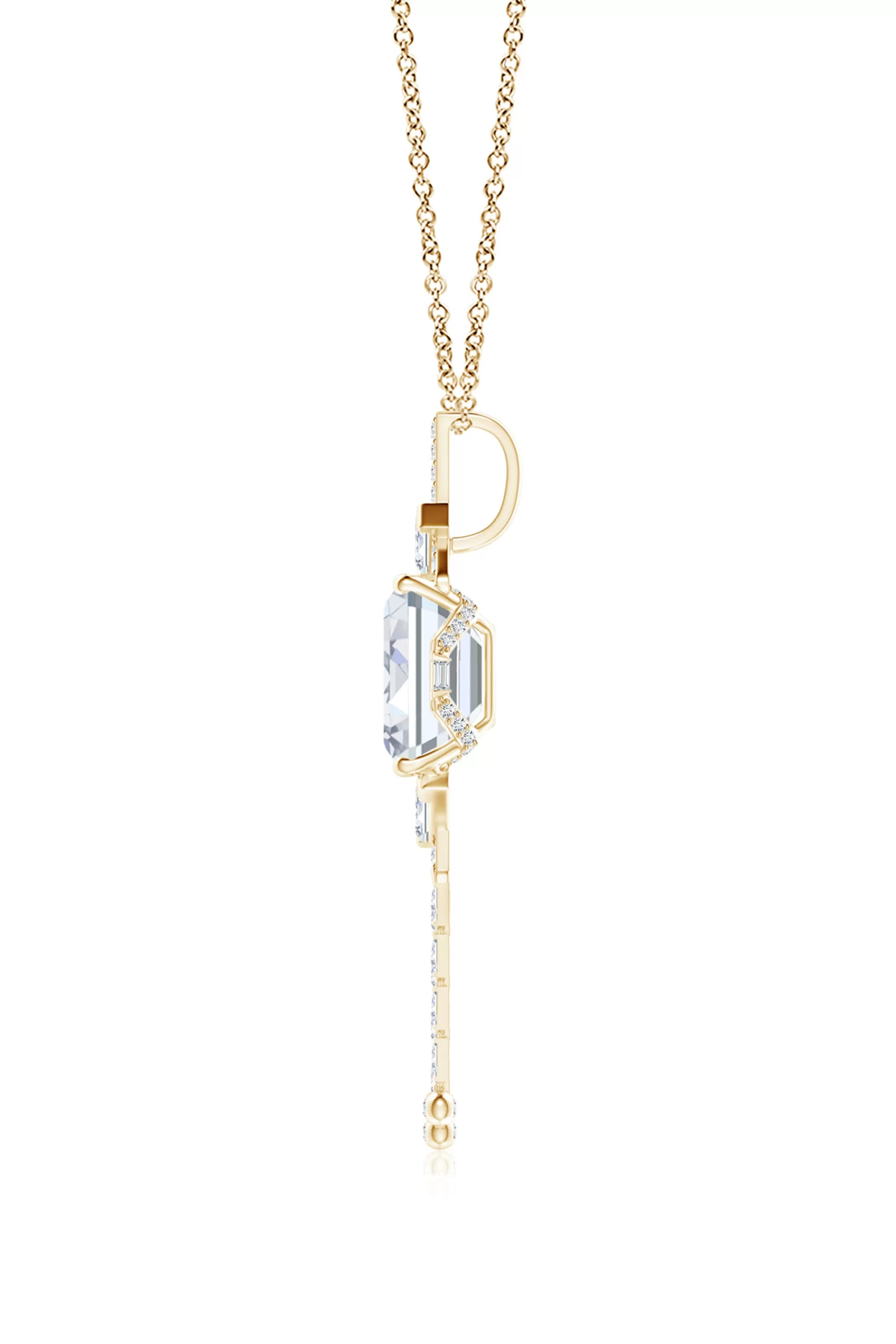 Natori Necklaces | Orient Express<Orient Express Lab-Grown 14K Gold Emerald Cut & Baguette Diamond Tassel Drop Pendant Necklace