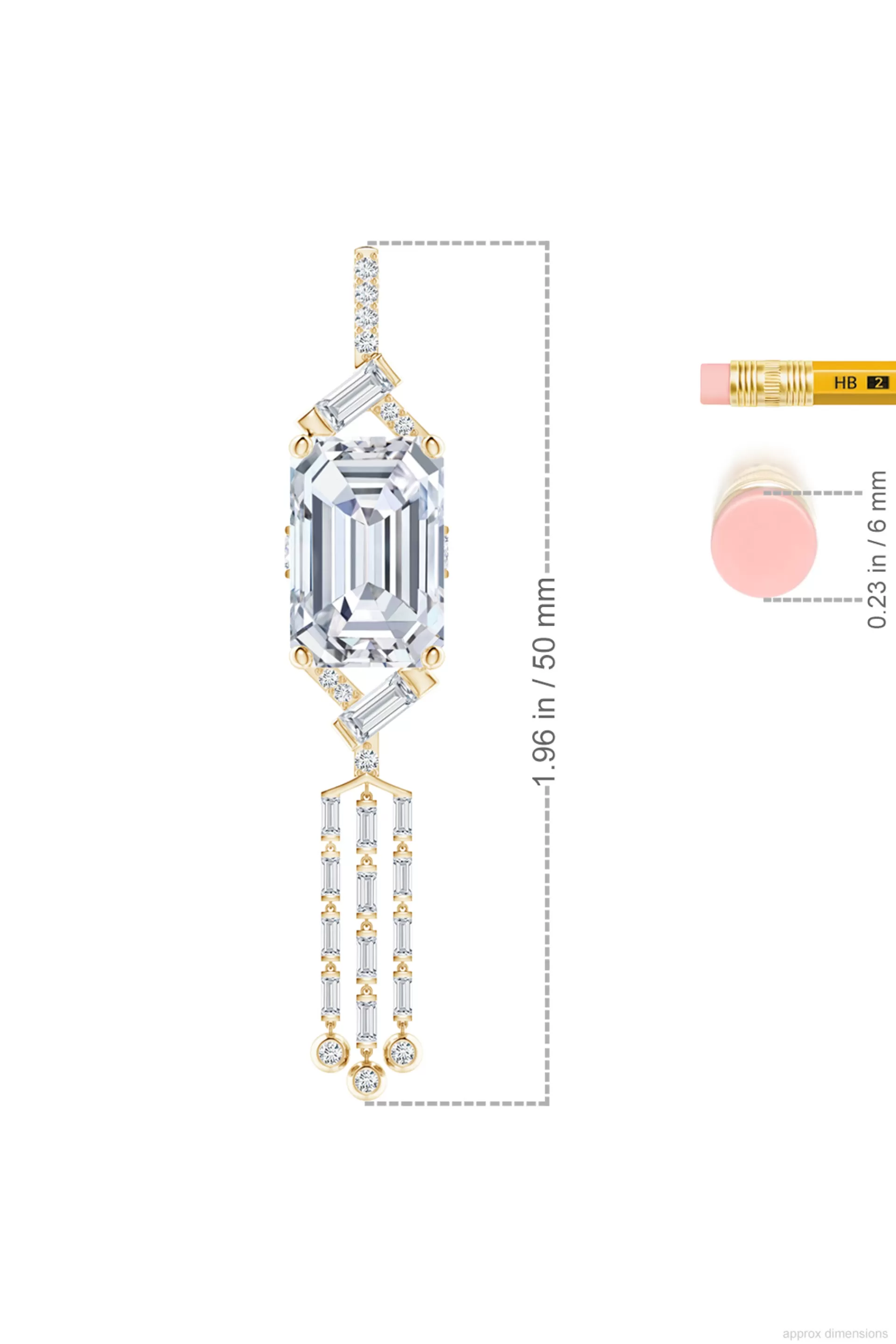 Natori Necklaces | Orient Express<Orient Express Lab-Grown 14K Gold Emerald Cut & Baguette Diamond Tassel Drop Pendant Necklace