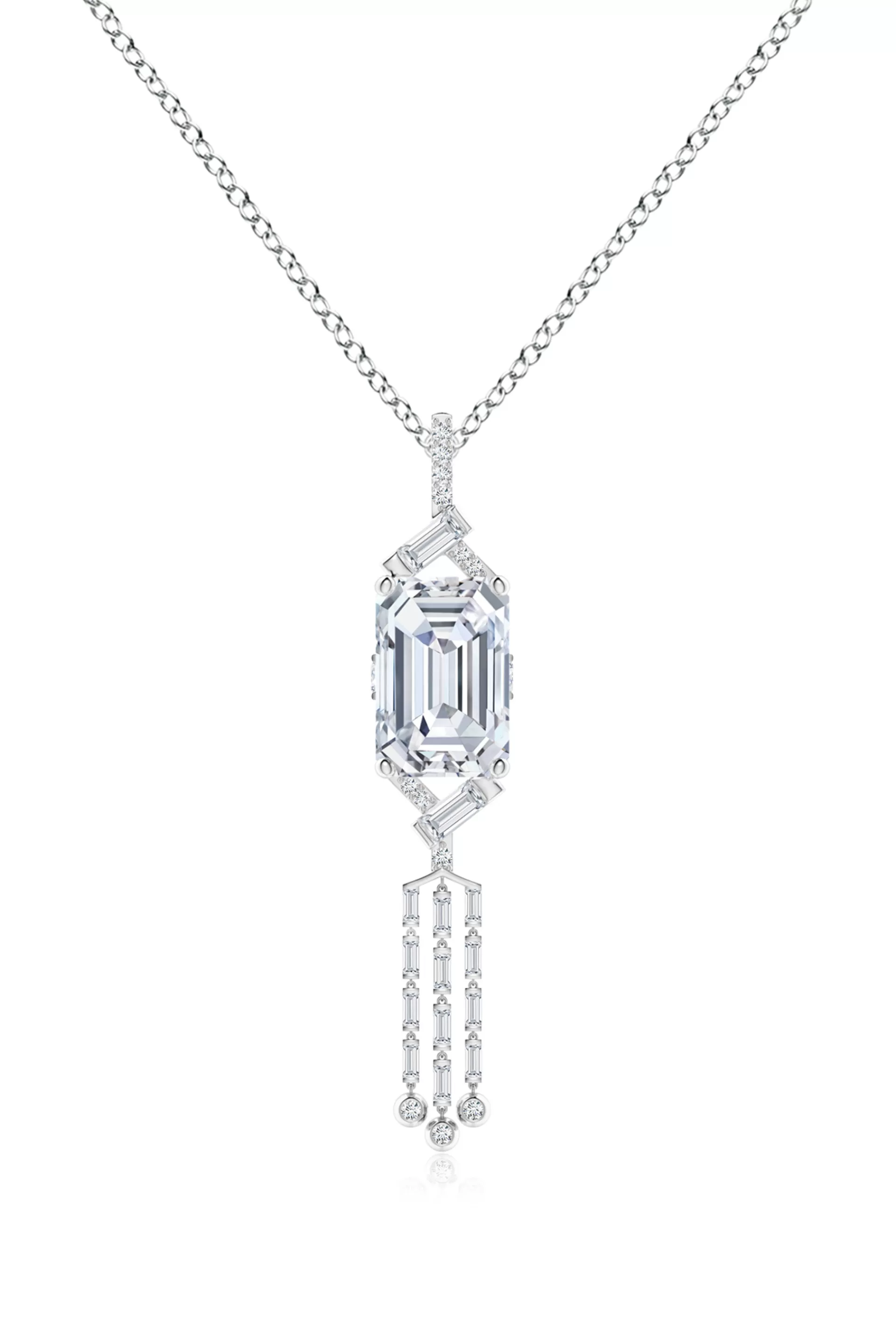 Natori Necklaces | Orient Express<Orient Express Lab-Grown 14K Gold Emerald Cut & Baguette Diamond Tassel Drop Pendant Necklace