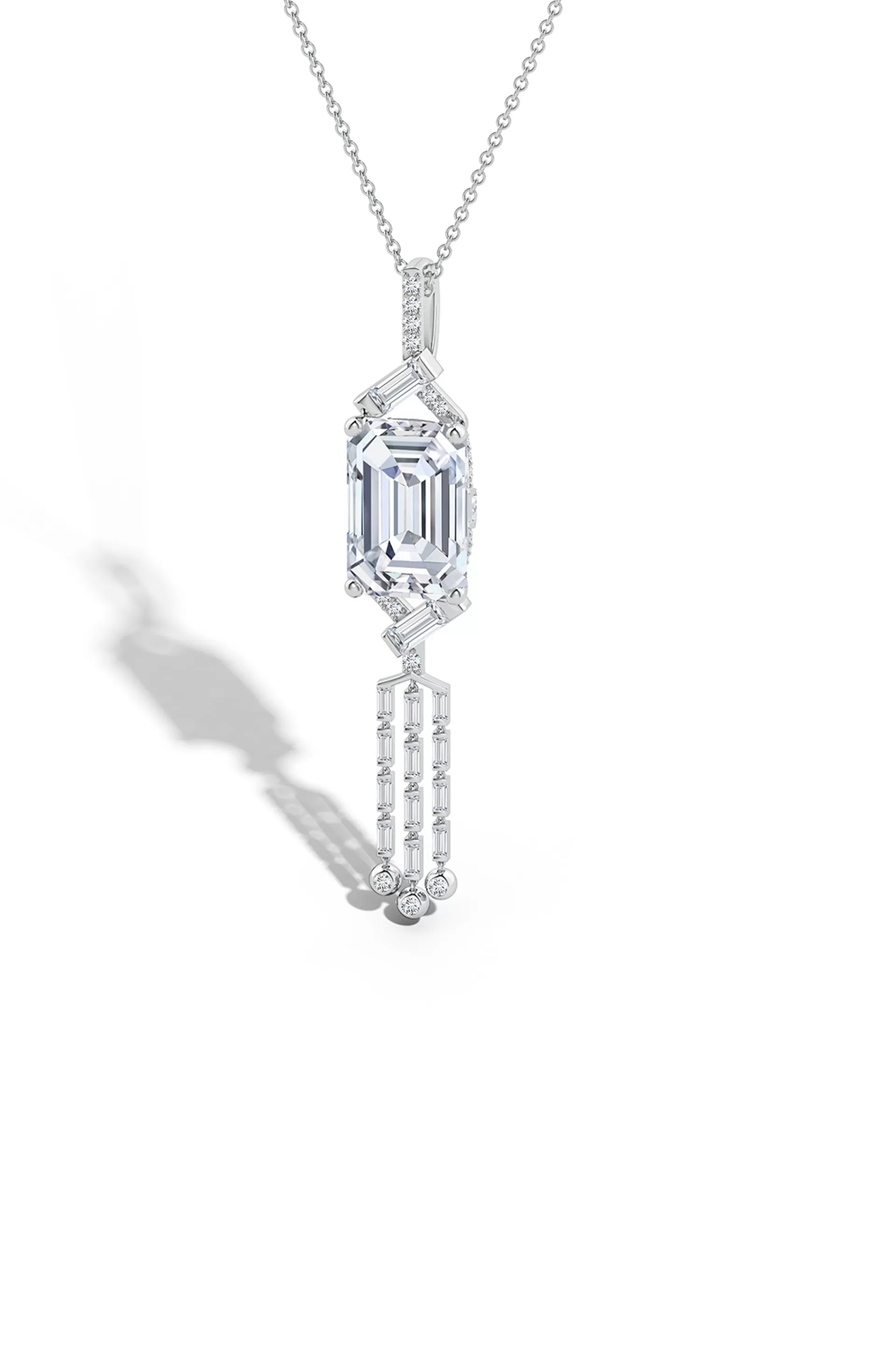 Natori Necklaces | Orient Express<Orient Express Lab-Grown 14K Gold Emerald Cut & Baguette Diamond Tassel Drop Pendant Necklace