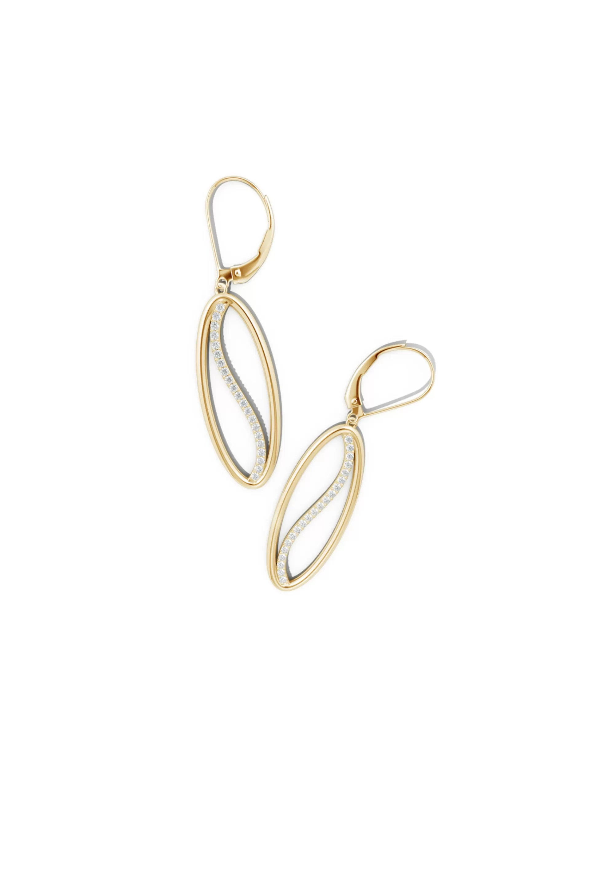 Natori Earrings | Shangri-La<Shangri-La Elliptical Yin-Yang 14K Gold And Diamond Medium Leverback Earrings