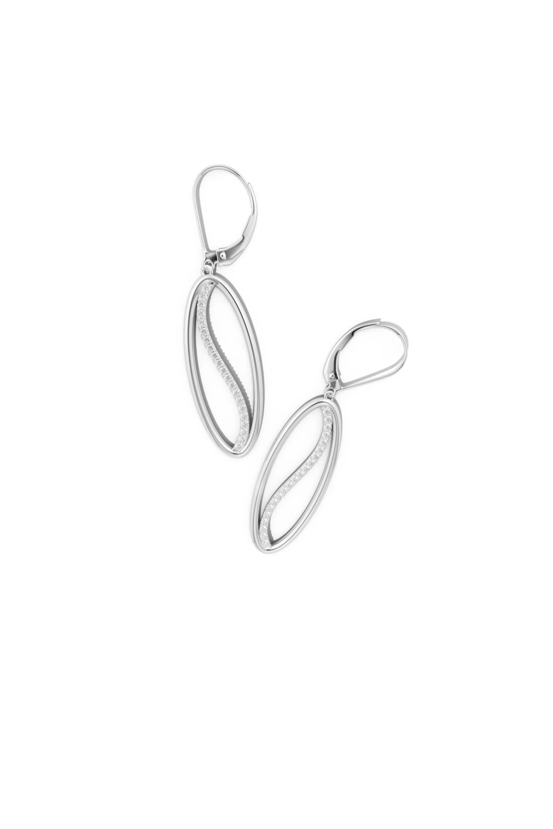 Natori Earrings | Shangri-La<Shangri-La Elliptical Yin-Yang 14K Gold And Diamond Medium Leverback Earrings