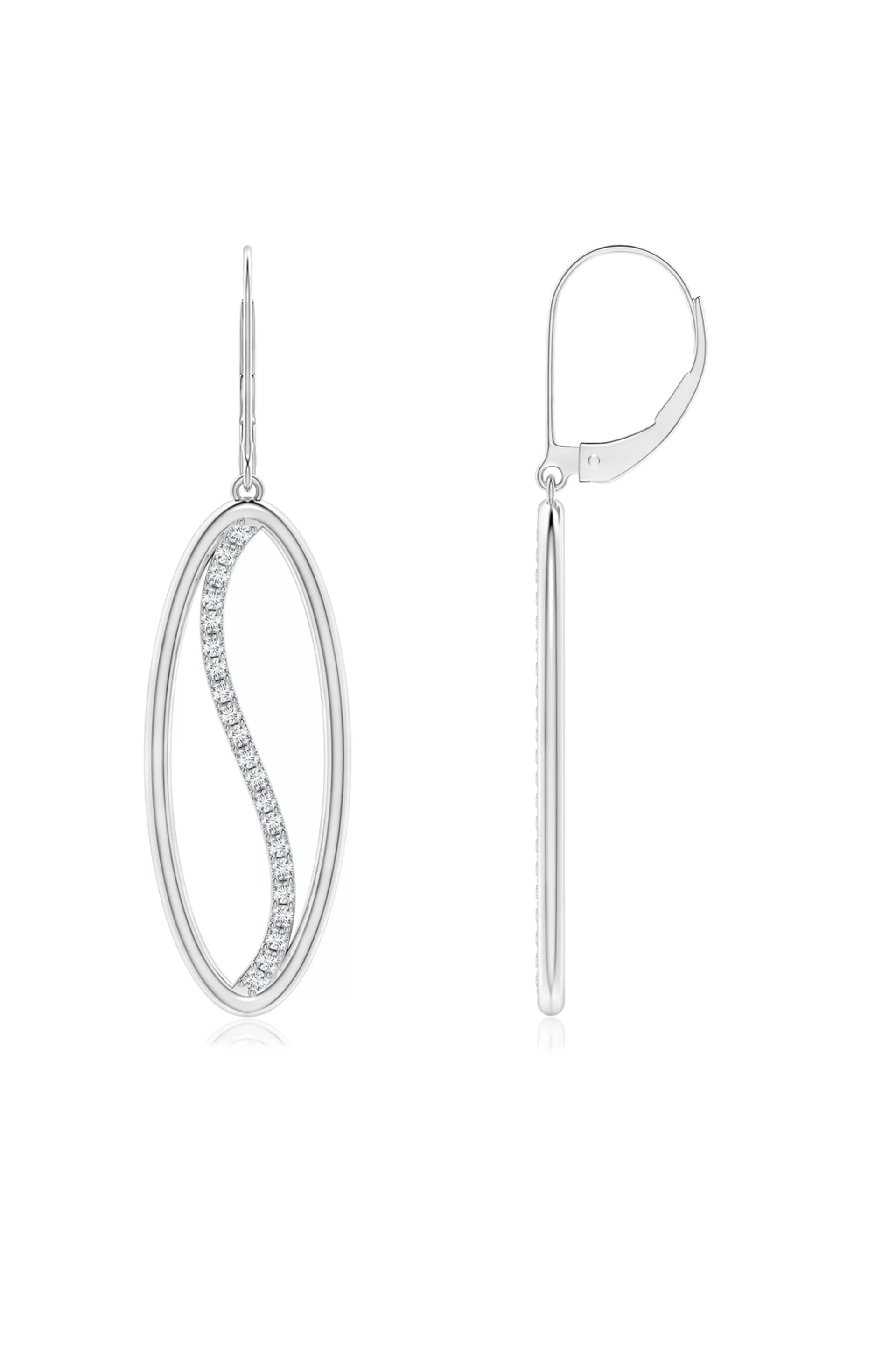 Natori Earrings | Shangri-La<Shangri-La Elliptical Yin-Yang 14K Gold And Diamond Medium Leverback Earrings