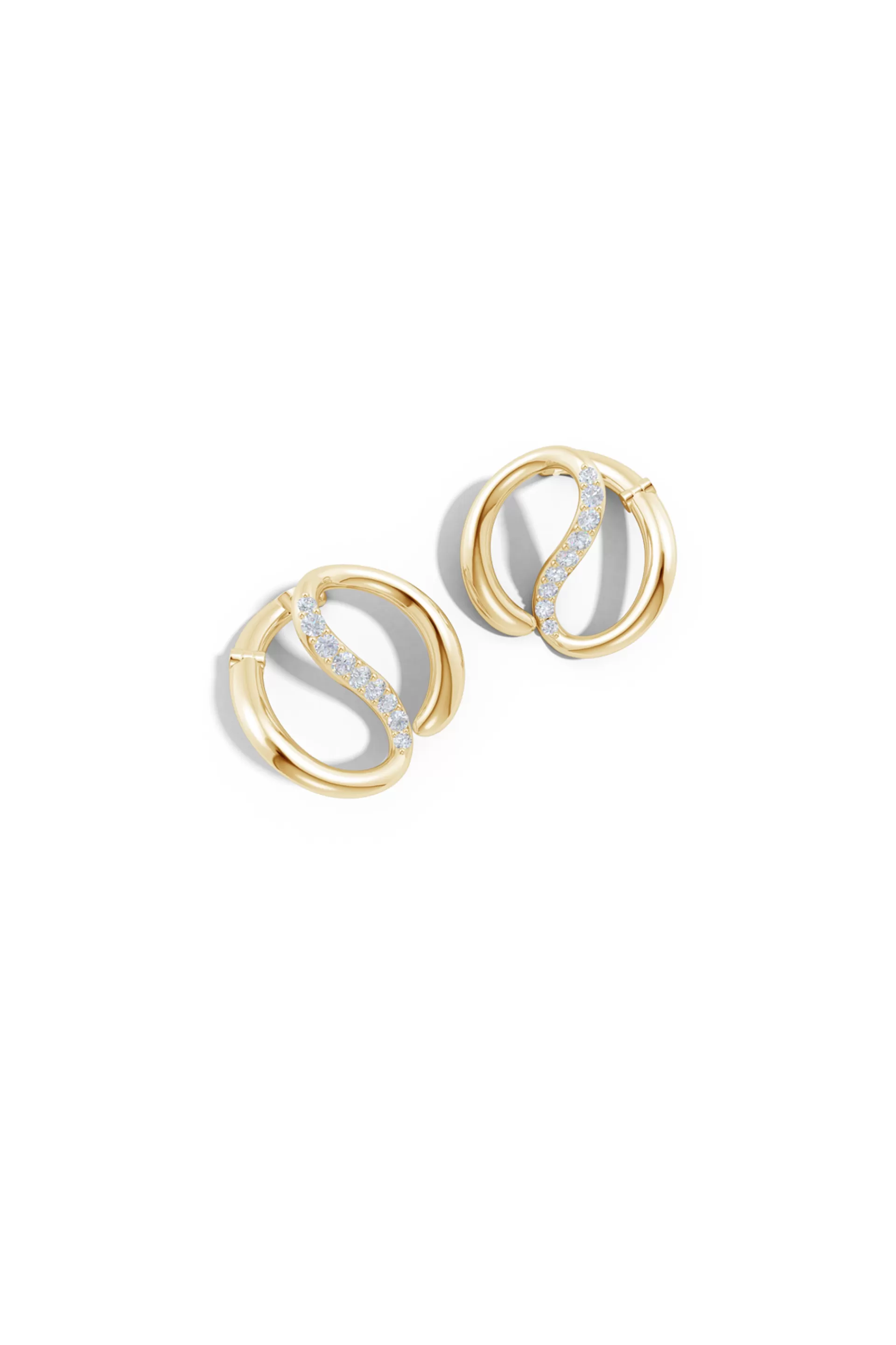 Natori Earrings | Shangri-La<Shangri-La Yin-Yang 14K Gold And Diamond Medium Button Stud Earrings 14K Yellow Gold